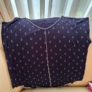 Navy Blue Anchor Print Top